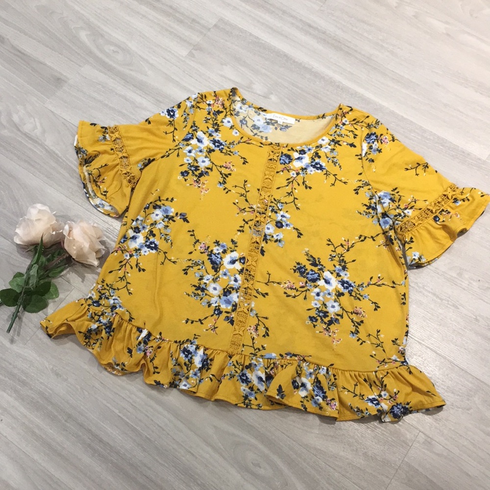 Yellow Floral Top - Picture 1 of 5
